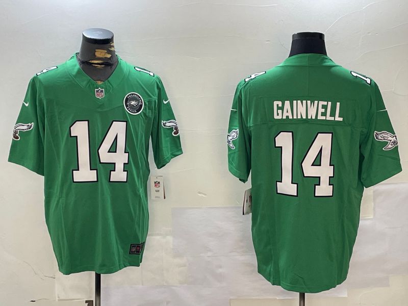 Men Philadelphia Eagles #14 Gainwell Green Throwback 2024 Nike Vapor Limited NFL Jersey style 2